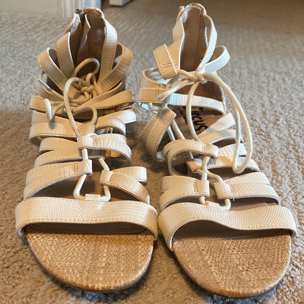 EUC Circus cream colored gladiator faux leather sandal - Picture 7 of 7